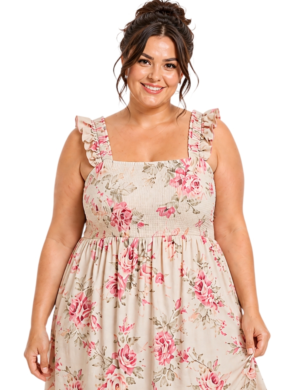 Torrid 3X Floral Maxi Dress Smocked Tiered Boho Pockets Challis NWT - Picture 6 of 15